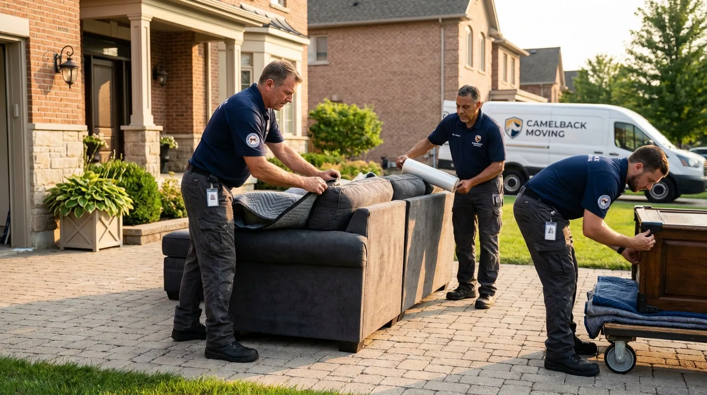 Large estate moving crew wrapping furniture in Boonton, NJ